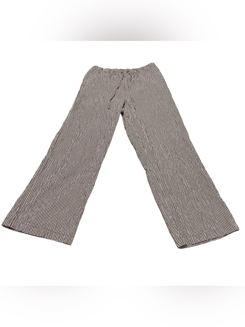 Brown & White Gingham Cotton Drawstring Pants